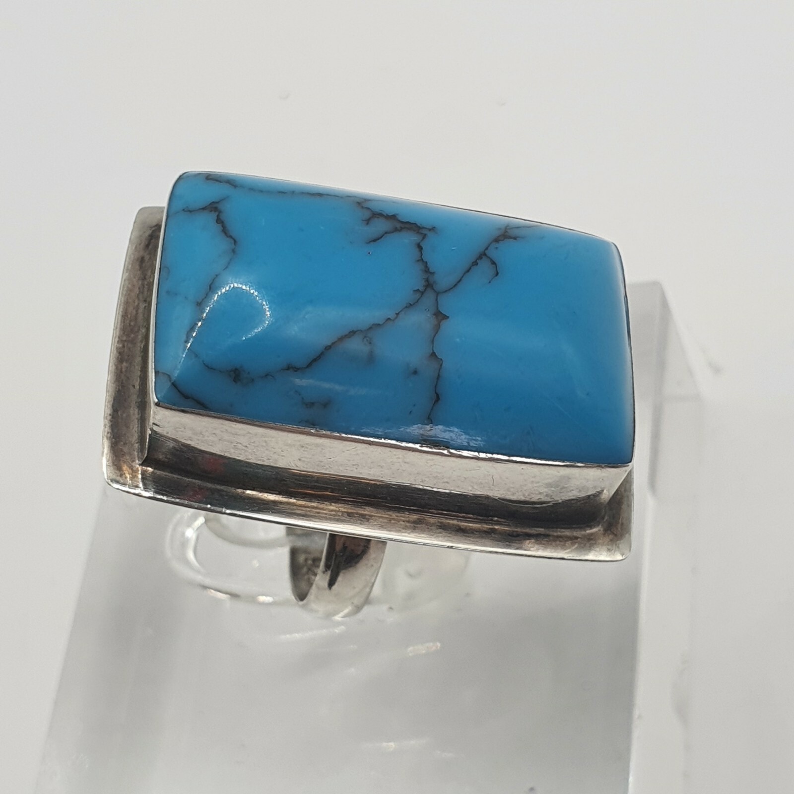 Photo 4 of Sterling Silver Faux Turquoise Ring, Large Size, Uk Ring Size L , R157