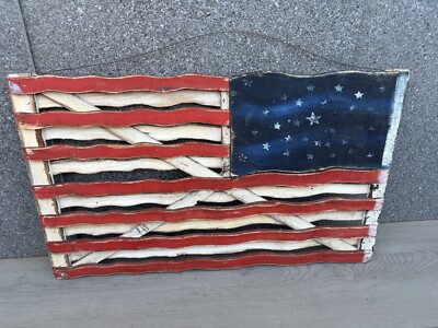 Vintage Rustic Wood American Flag