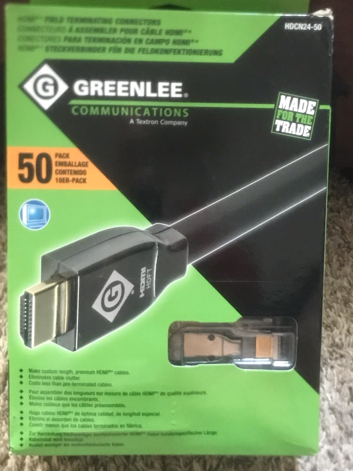 Greenlee HDCN24-50 HDMI Cable Connectors 60-Pack with Termination-image