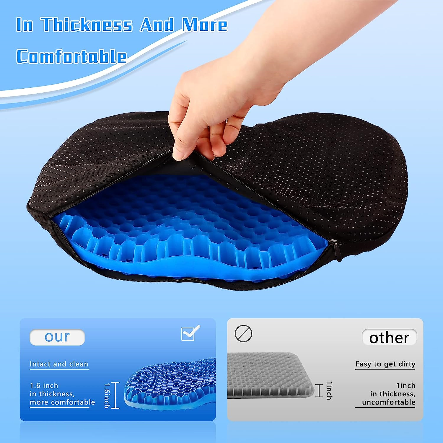 Anti Slip Kayak Gel Seat Cushion Thick Waterproof Egg Seat Cushion