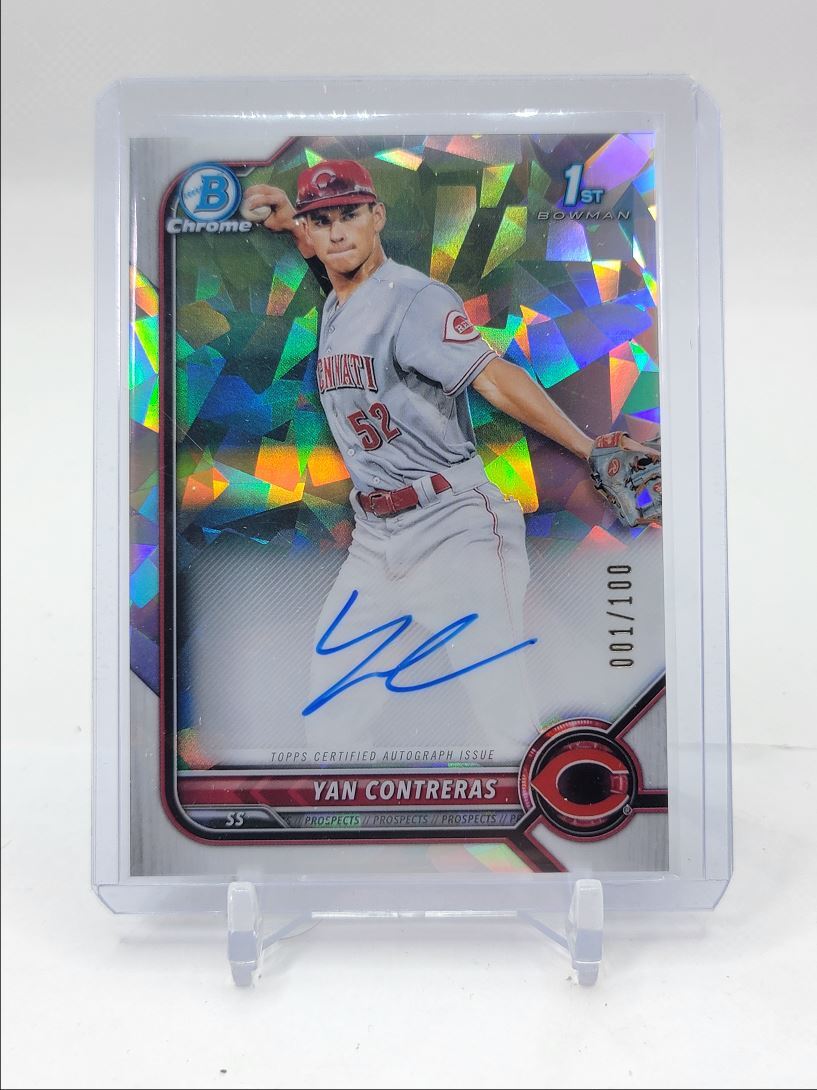 YAN CONTRERAS 2022 BOWMAN CHROME 1ST ATOMIC AUTOGRAPH AUTO 001/100 Q1995