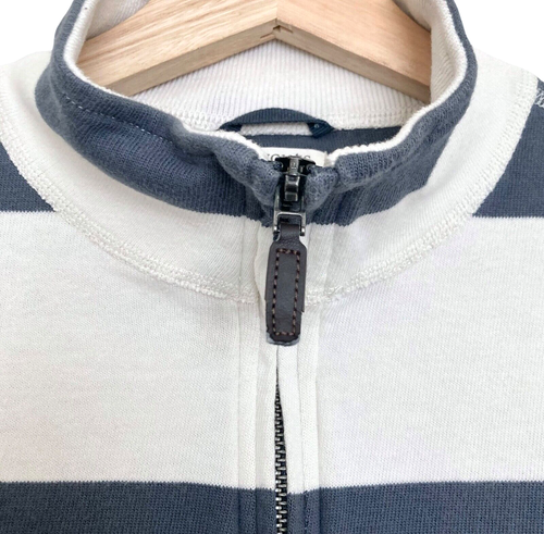 CREWCUTS by J CREW Boys Shirt Size 14 Rugby Striped 1/4 Zip Pullover Cotton Gray - Picture 3 of 6