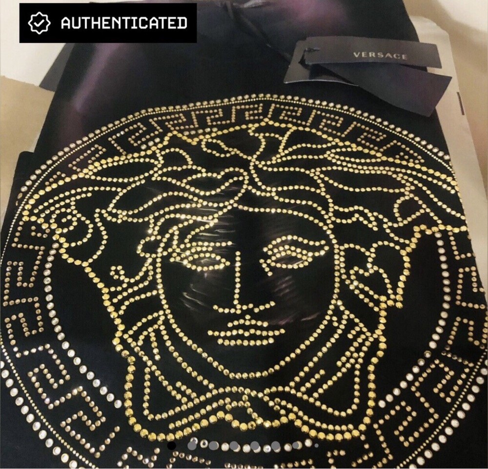 Versace Medusa Stud-embellished Long Sleeves T-shirt BNWT size M 💎