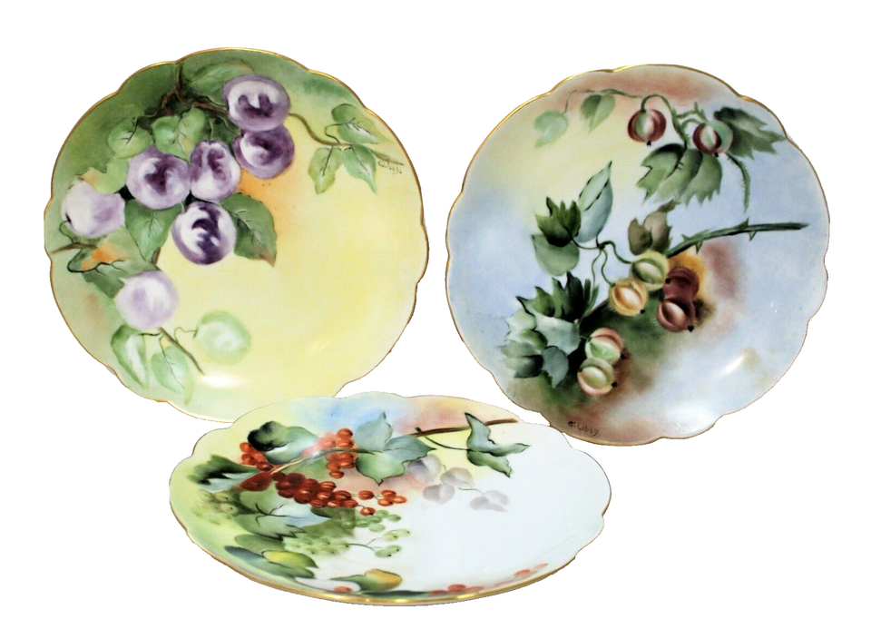 Vintage Decorative Wall Plates Hand Painted Fruit Germany Porcelain Set 3 eBay