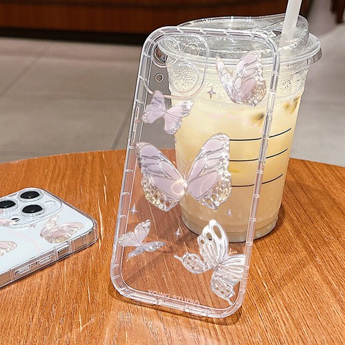 For iPhone 15 Pro Max 14 13 12 11 Shockproof Clear Butterfly Floral Case Cover - Picture 13 of 20