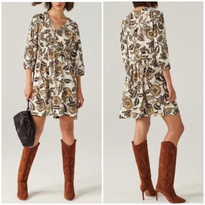New Ba&sh White Volver Floral Paisley Dress in Ecru Size XS