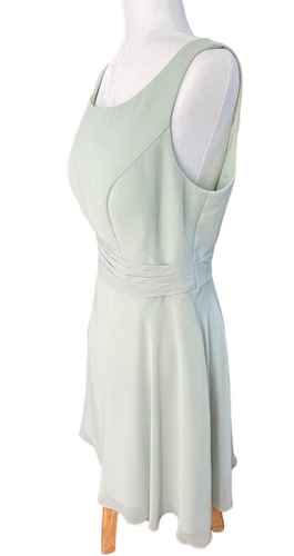 Azazie Dress Size A12 Shirley Dusty Sage Green Sleeveless Chiffon Sheer Jacket - Picture 5 of 22