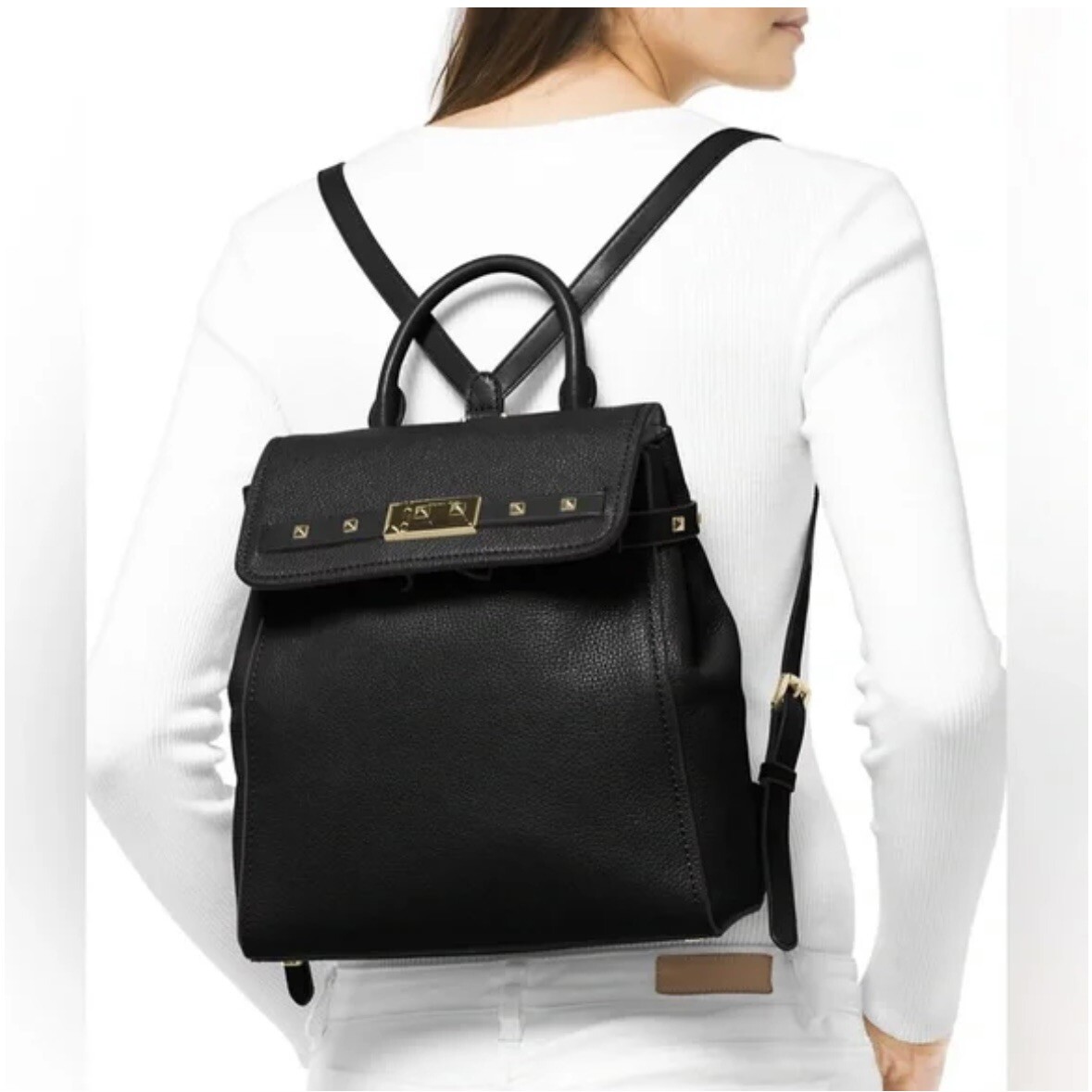 Michael Kors Addison Black Leather Backpack - NWT NWT Michael Kors Addison Black & Gold Studded Leather  main image 4