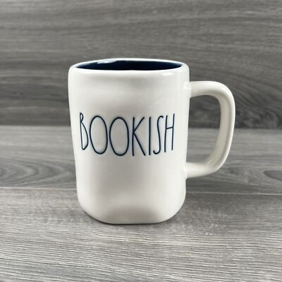 #ad Rae Dunn Artisan Collection Bookish By Magenta Mug White and Blue Farmhouse $9.85
