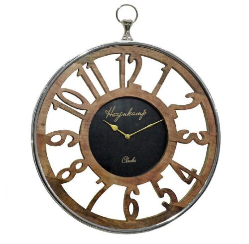 Hazenkamp reloj de pared madera 51x61 cm reloj de madera metal reloj decorativo 55955 - Imagen 1 de 1
