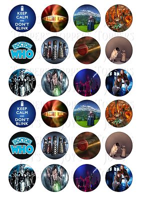 24 DOCTOR WHO BIRTHDAY CUPCAKE TOPPER WAFER RICE EDIBLE FAIRY CAKE BUN ...