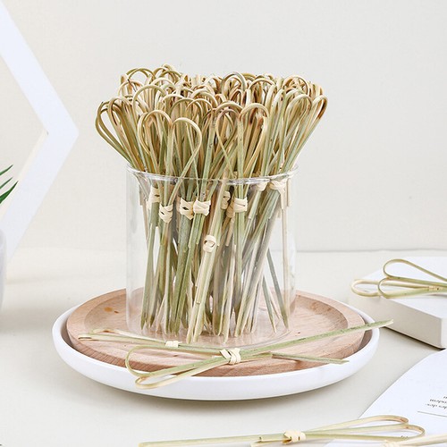 100pcs/bag Party Disposable Tableware Cocktail Knotted Bamboo Pick Fruit Skew Jf - Imagen 7 de 13