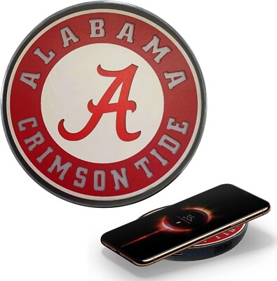 University of Alabama Qi Wireless Charger with Illuminated Bama Logo & Powerbank