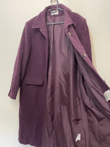 Eastex Pure wool Purple long over coat formal pockets collar lined size 18 - Picture 3 of 9