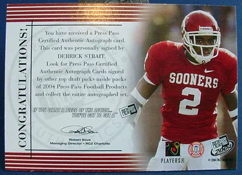 2004 Press Pass Authentics AUTO Justin Smiley & Derrick Strait RC ROOKIE Cards - Picture 7 of 7
