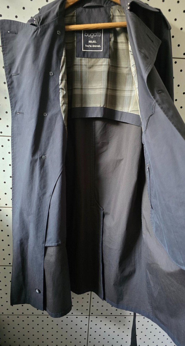 Original BUGATTI Collezioni Grey Men Trench Coat Classic Relax