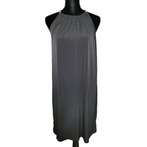 Michael Kors Gold Buttons Black Women's Dress Knee Length Size L New | eBay