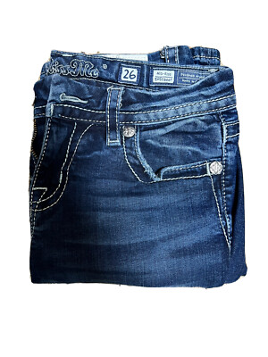 Size 26 Inseam 31  1/2  (G6) Miss Me Jeans Mid-Ride. Easy Boot.  A12715B