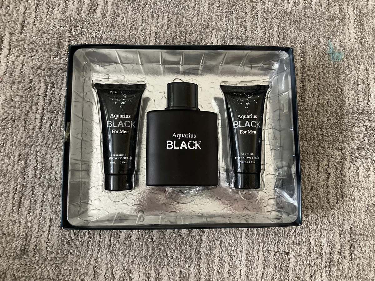 AQUARIUS BLACK Mirage Mens Gift Set EDT Cologne Shower Gel After