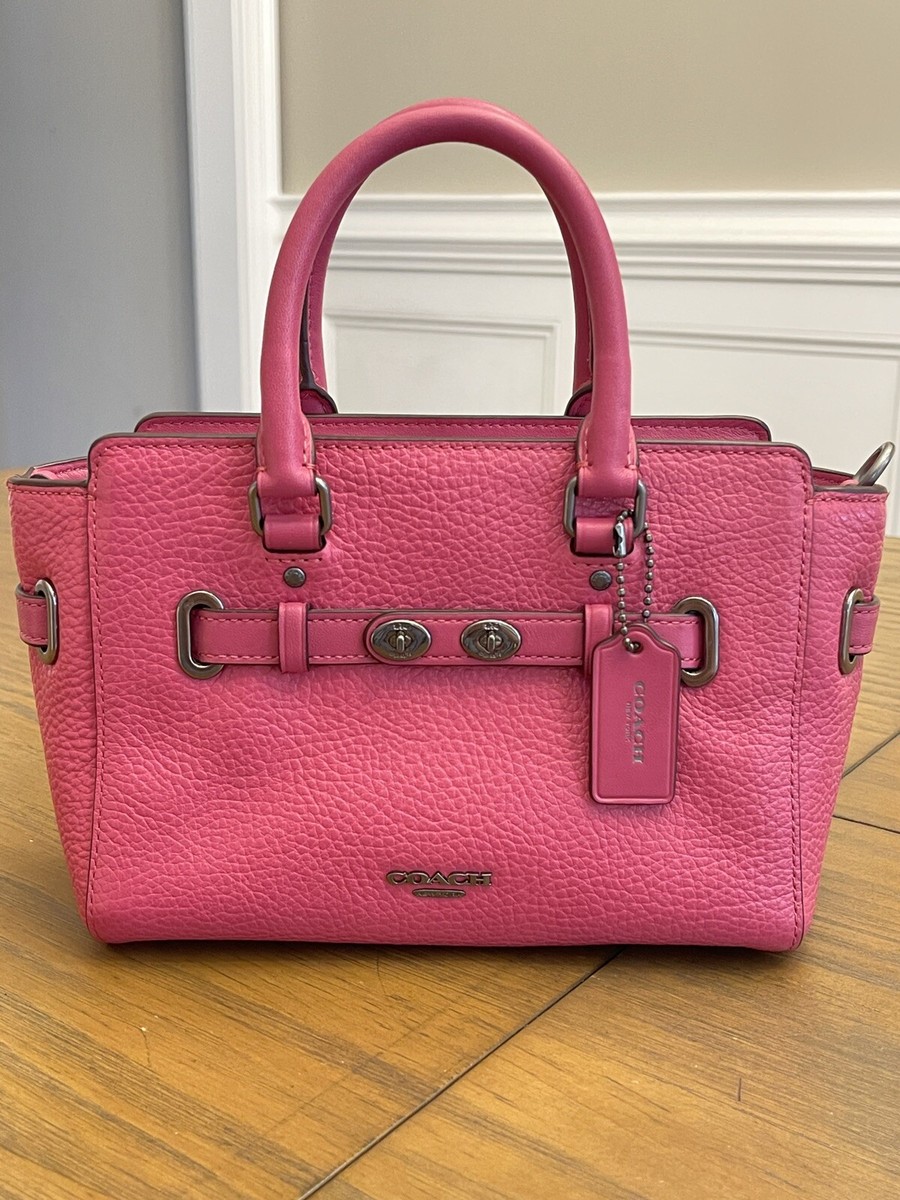 Coach F37635 Mini Blake Carryall Pebble Leather Crossbody Magenta 