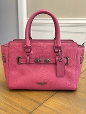 Coach F37635 Mini Blake Carryall Pebble Leather Crossbody Magenta