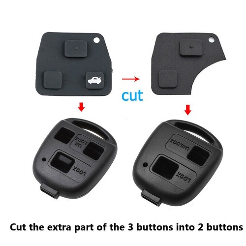 Remote Key Fob 2 / 3 Button Rubber Key Pad For Toyota Yaris Corolla RAV4 Hiace 3 - Picture 2 of 4