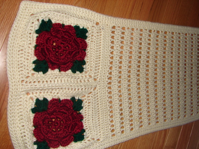 Handmade Crochet Flower Scarf 18x67 Inches Boho Chic Accessory