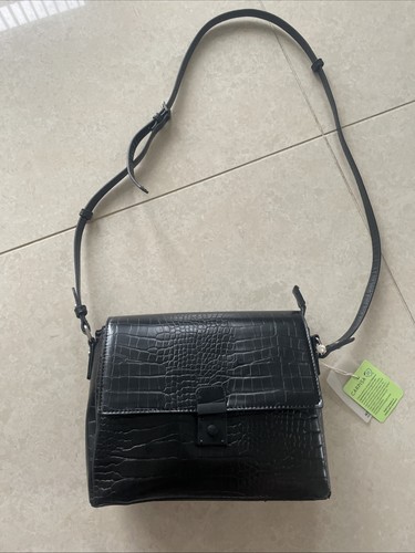 Caprisa black Croc shoulder cross body bag - Picture 1 of 7