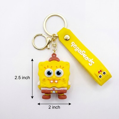 SpongeBob SquarePants Keychain Cute Yellow Bag Charm Backpack Pendant Key Ring