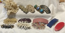 Vintage 80s 90s Womens Hair Clip Lot of 13 Metal Stone Plastic