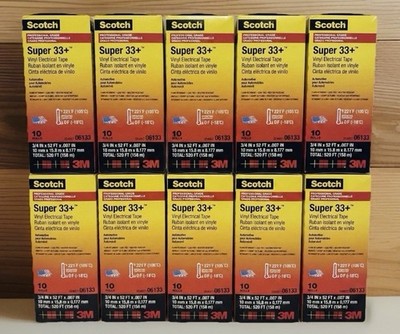 Scotch 3M Super 33+ Vinyl Electrical Tape 06133 Black 52ft 100 Rolls Bulk Case