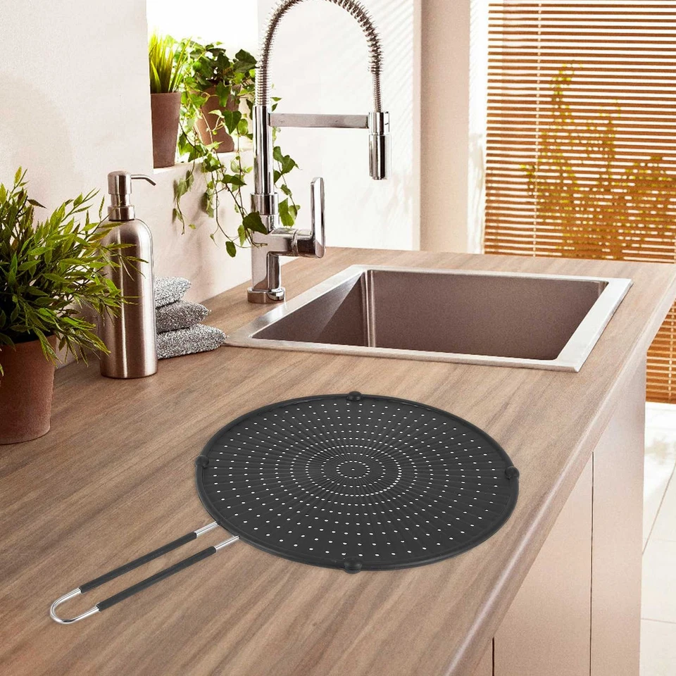 32cm Silicone Splatter Screen Guard Nonstick Oil Grease Pan Lid for Frying7879 - Image 4 of 4