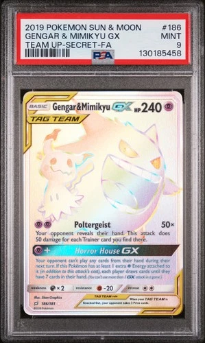 2019 Pokemon Team Up Gengar & Mimikyu Gx #186 MINT PSA 9 Team Up-Secret