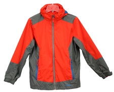 L.L. Bean Gray/Orange/Blue Hooded Windbreaker Kids Unisex L 14-16 