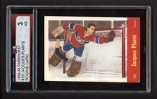 1955-56 PARKHURST #50 JACQUES PLANTE ROOKIE CARD KSA 3 VG. rookie card picture