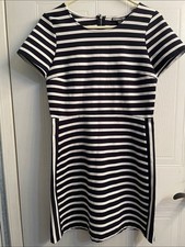 Express navy and White Striped Short-Sleeve Sheath Dress