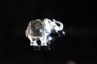 Silver Toned Elephant With Crystal Body Elephant Decoration Ornament 2.5cm