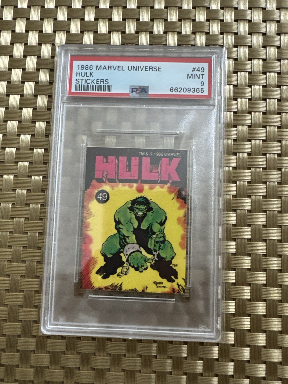 1986 Marvel Universe Stickers Hulk #49 Mint PSA 9 Vintage RARE 💥 Low Pop💥
