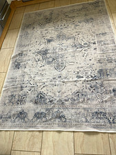 Ruggable Washable Floral Sarrah Rug Blue Rectangle 150x215cm