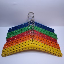 Vintage 60s/70s Faux Leather Padded Clothes Hangers with Studs Set of 10