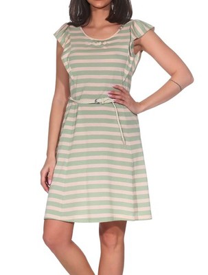 Ragwear Damen Jersey Kleid Sommerkleid Freizeitkleid Shirtkleid Streifen Valeta