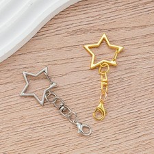 10 Star-shaped Spring Snap Keychains: With Chain Clasp And Metal Swivel Clasp