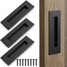 4 Pack Pocket Door Handle, 6 Inch Rectangular Recessed Finger Flush Pulls for...