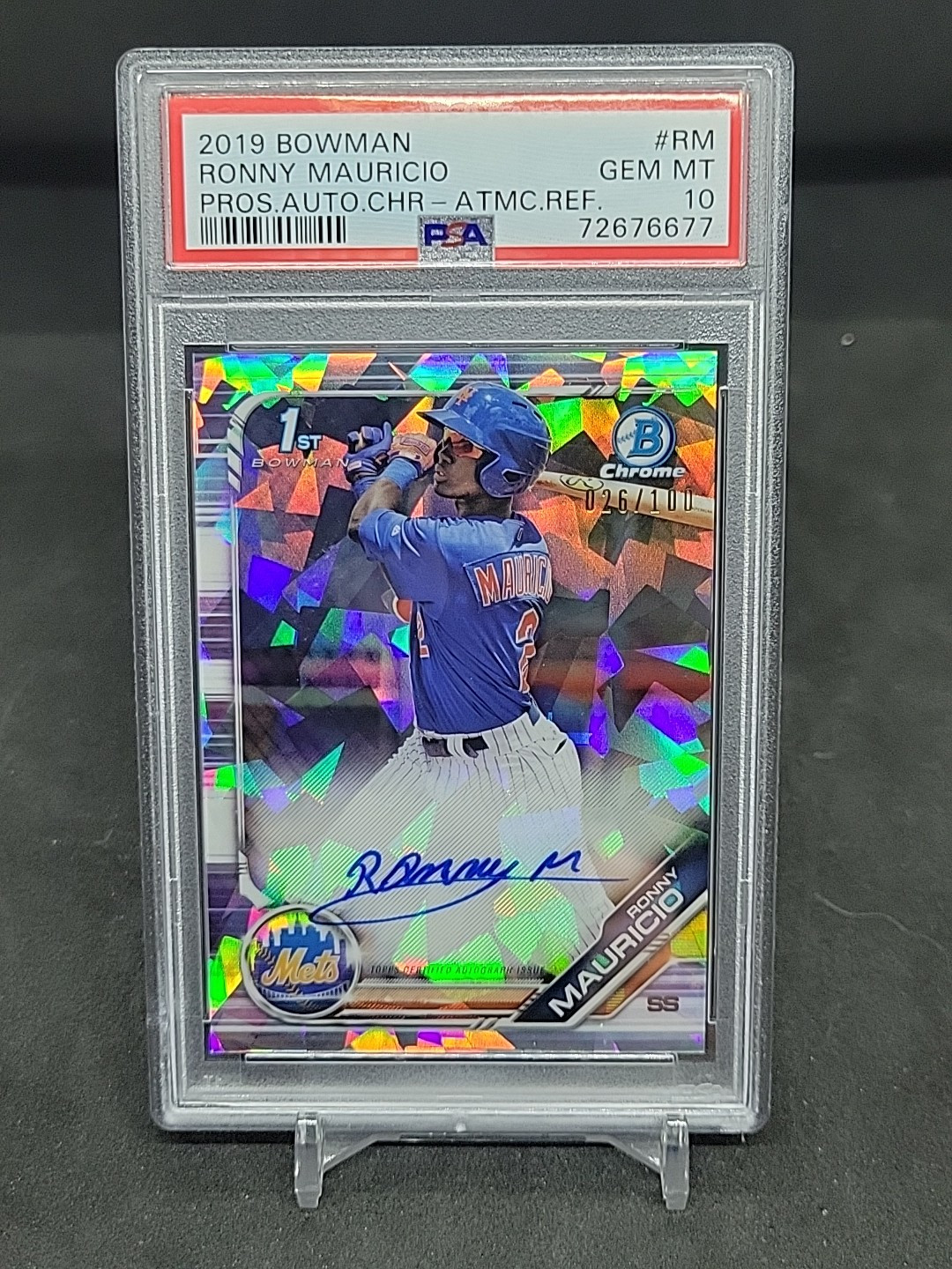2019 Bowman Chrome RONNY MAURICIO Atomic Refractor Auto /100 PSA 10
