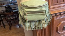 Excellent Green Fringed Fanny Pack Many Compartments 27" to 44"