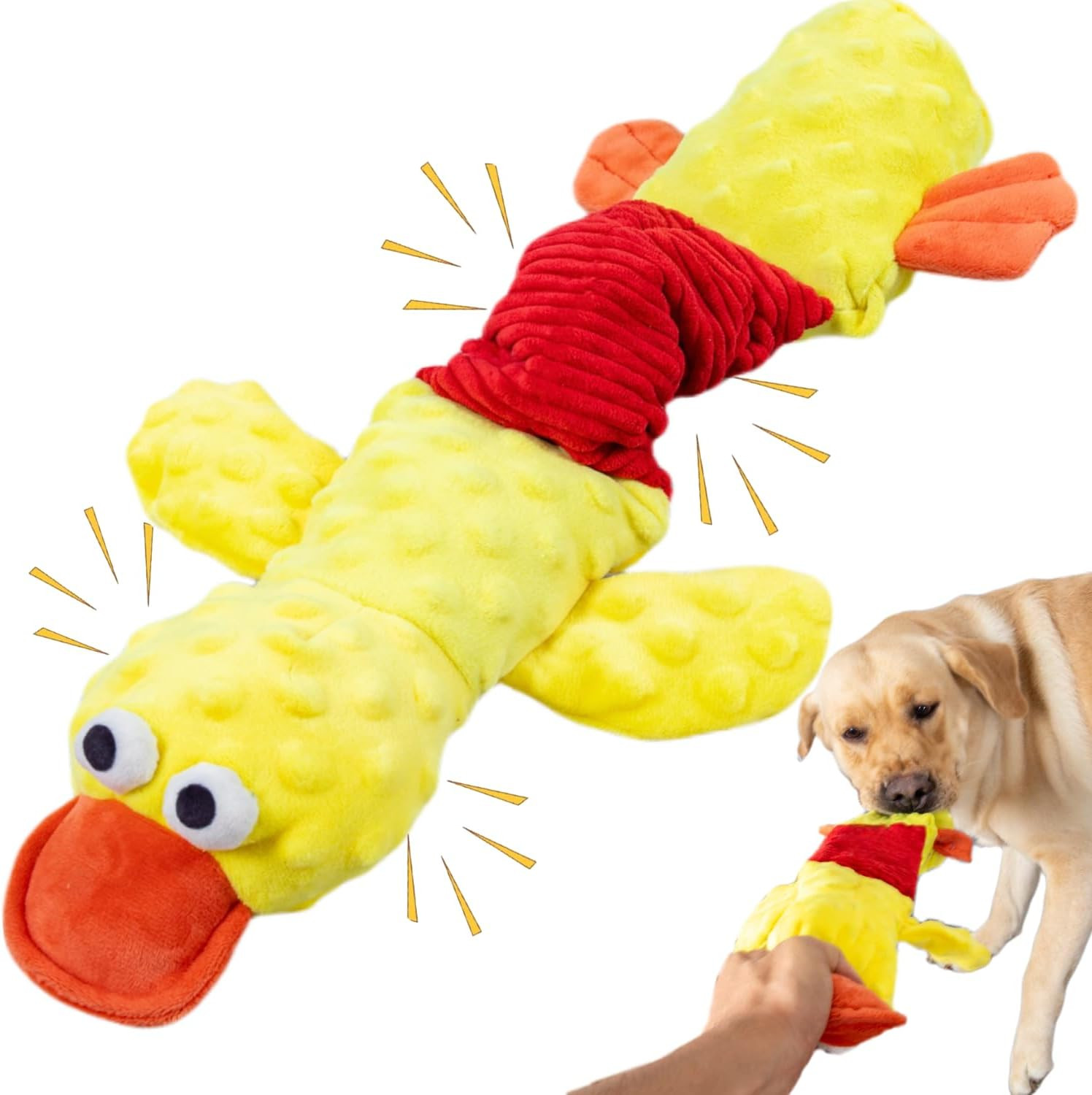 Interactive Large Dog Toys, Squeaky Tug of War Toy with Crinkle, Tough...
