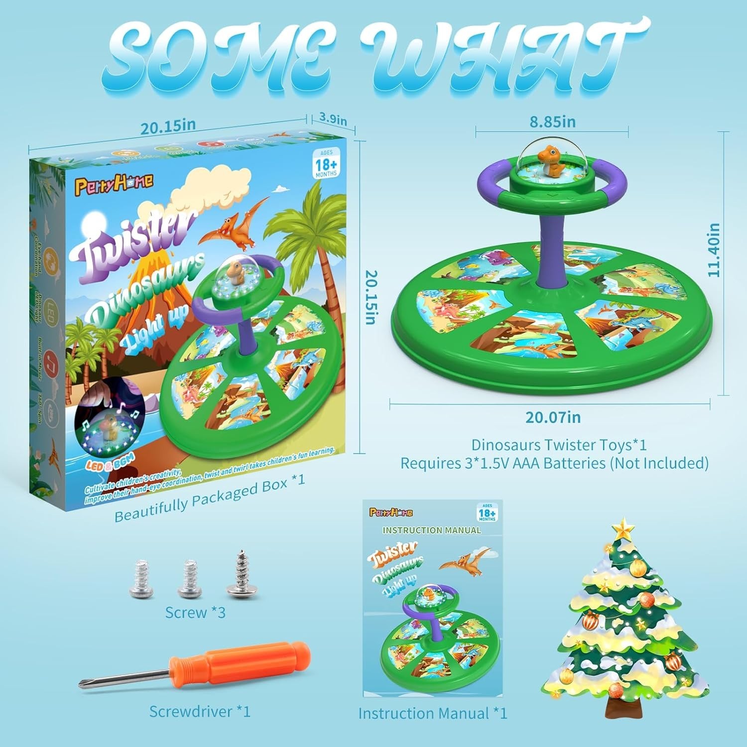 Dinosaur Twist Sit and Spin Toys for Toddlers 18+ Months, Dino 360&deg; Spin Twister