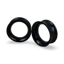 Pair of Thin Walled Black Silicone Tunnels gauges plugs flexible earskin