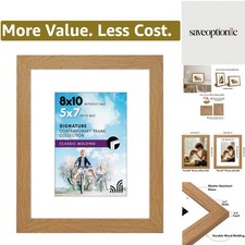 8x10 Picture Frame with Shatter-Resistant Glass - Use as 5x7 Frame with Mat o...