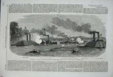 Fort Pillow Mississippi River Ships Benton Dorn 1862 Original Antique Print